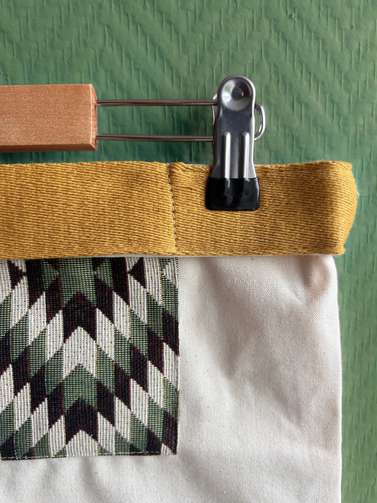 Orderly Tote - Effen band geel | Grafisch Groen (met platte bodem)