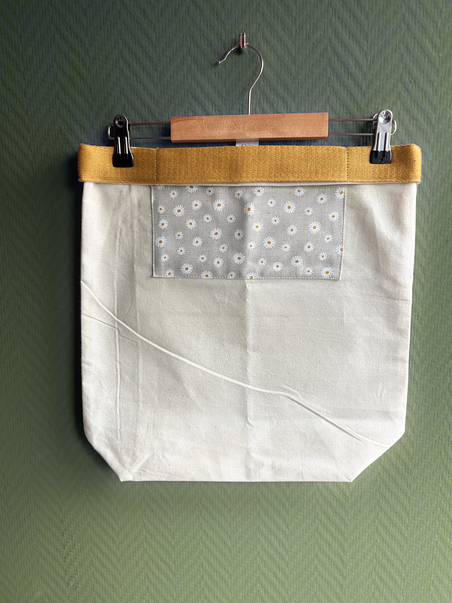 Serene Tote - Effen band geel | Madelief (met platte bodem)